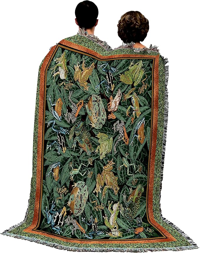 Pure Country Weavers Leap Frog Blanket by Elena Vladykina - Garden Floral Gift Tapestry Throw Woven from Cotton - Made in The USA (72x54)
