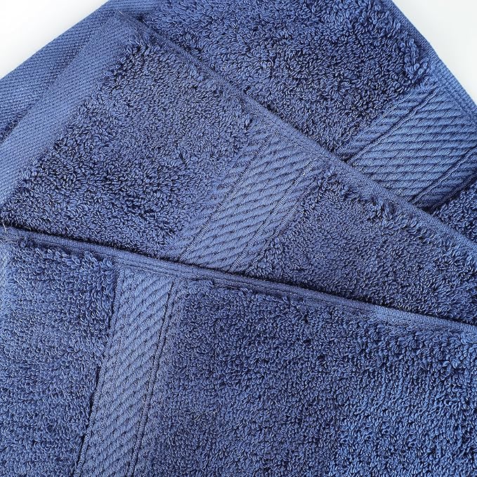 BNM Egyptian Cotton Heavyweight Towels, Ideal For Bathroom, Shower, Spa, Hotel, 800 GSM, Face/ Washcloths, Hand Towels, Bath Towels, Highly-Absorbent, Luxury Home Basics, 9 Piece Towel Set, Navy Blue